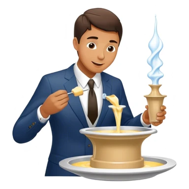 Man in suit eating Fondue fountain sticker