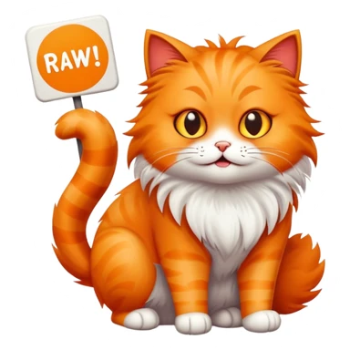 Sassy cat with sign that says rawr sticker