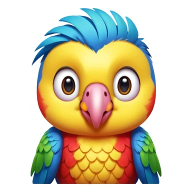 exotic parrot character, colorful feathers, cute face, 3D cartoon, mobile game icon style, clean background, no text, no watermark
 sticker