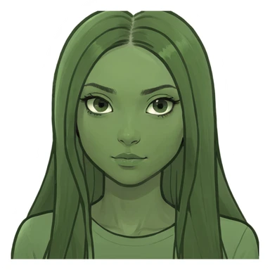 black girl with long straight hair middle parted sticker