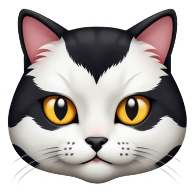 black and white cat face more black than white mean looking sticker