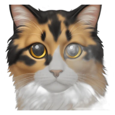 calico cat long haired black mark on nose sticker