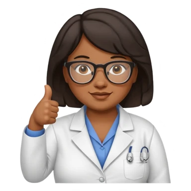 make a fat brown female biology teacher with glasses giving a thumbs up with short black hair wavy sticker