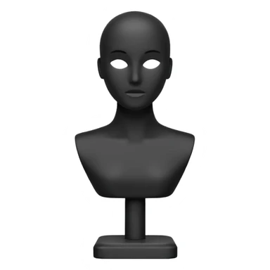 Minimalistic flat vector icon, iOS style, thin black contour on white background. Matte black mannequin in front of in 3D monochrome style. skulpt sticker