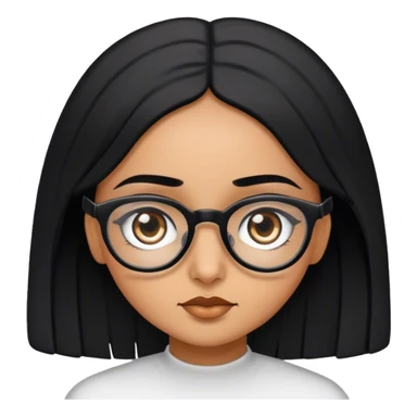 arabic brown girl with black hair  and  glasses black colored pupils in eyes sticker