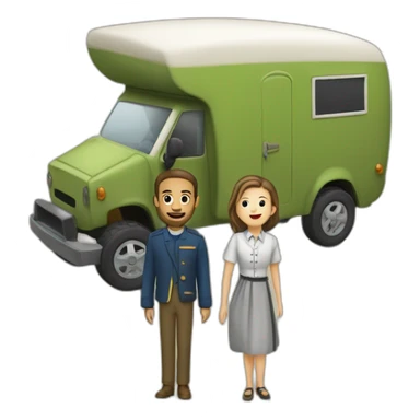 gitan de france avec une caravane devant une école d'ingénieur sticker