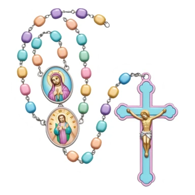 jolie chapelet catholique multicolore pastel sticker