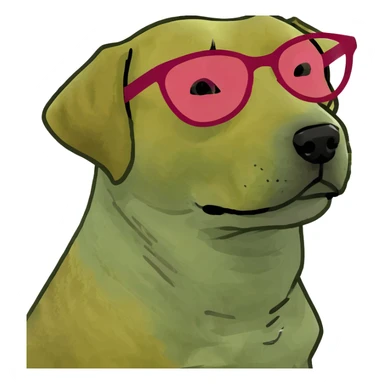 Yellow lab with pink glasses  sticker