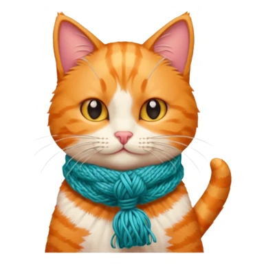 Cat knitting a tiny scarf sticker