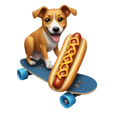Dog on a skateboard eating a hotdog sticker