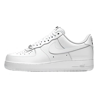 Two white Nike Air Force 1 shoes arranged with the second shoe behind the first, pure white colorway, iconic Nike swoosh, minimalist design sticker