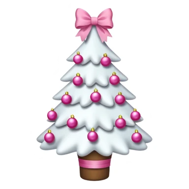 WHITE CHRISTMAS TREE WITH PINK BOWS sticker