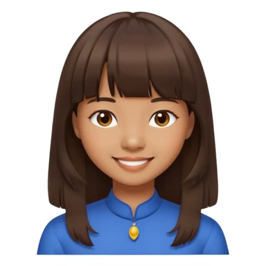 Brown-skinned Asian girl with straight brown hair and bangs  sticker