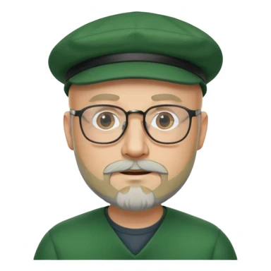 47 year old white male, bald, short beard with glasses and irish cap sticker