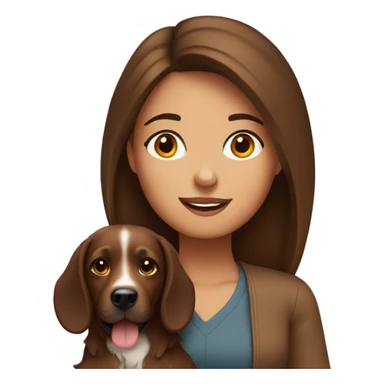 Brunette girl with brown dog  sticker