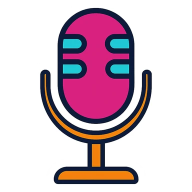 microphone icon, lineal color icon with black outlines, vibrant and clear sticker