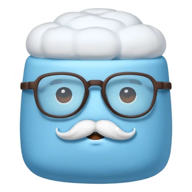 blue marshmallow with mustache and glassess, just marshmallow sticker