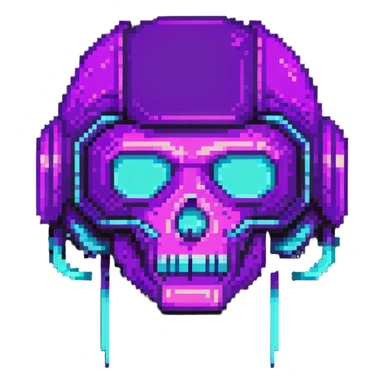 futuristic cyberpunk pixel art icon, vivid neon colors purple magenta cyan, minimal expressive design, 32x32, centered, high contrast, transparent background, no text, suitable for dark background, requested by user symbol sticker