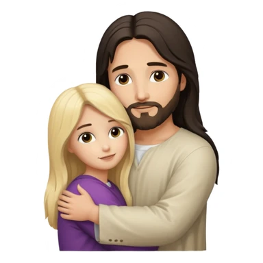 Jesus Christ with dark hair hug blonde girl  sticker