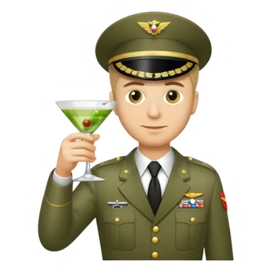 military man with a martini glass sticker
