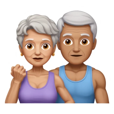 granny with a young pumped up guy emoji iOS 18.1 sticker