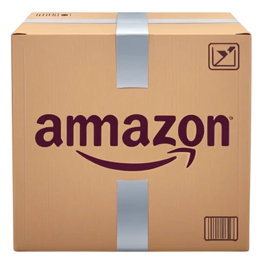 Amazon package with burgundy amazon logo sticker