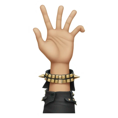 Hand doing rock and roll gesture with spiked cuff sticker