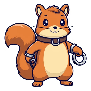Squirrel arrested in handcuffs mugshot sticker