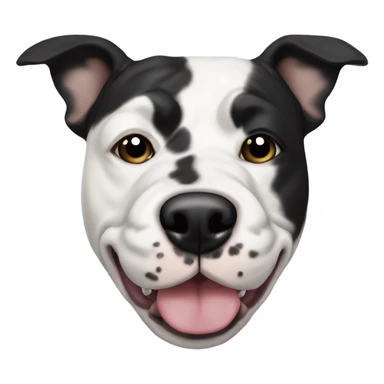 White stafford shire bull terrier with a black nose, a black muzzle and black specks on his ears sticker