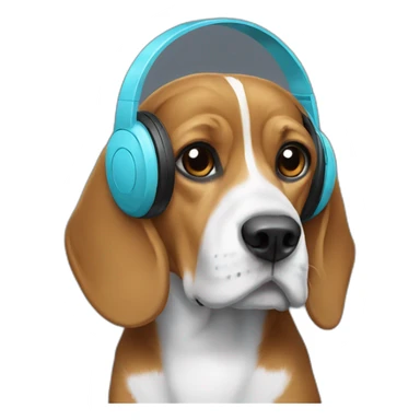 beagle with hoddie and headphones sticker