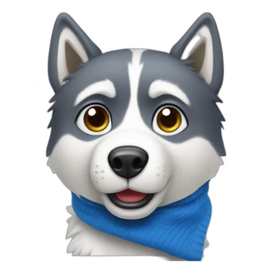 Confused husky with blue sock in mouth sticker
