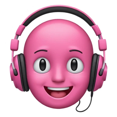 Create a pink happy emoji who listens to music sticker