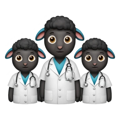 Three black sheep dressed as doctors sticker