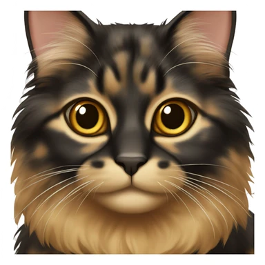Tortoiseshell colored cat, long haired, mostly black fur sticker