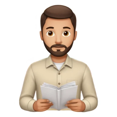 Brunette Guy with very short beard at a restuarant sticker