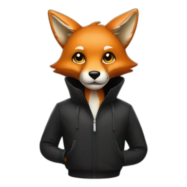 Fox wearing black rubber suit sticker
