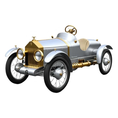  1956 luxury Rolls Royce lowered powerful 4 cylinder engined silver ghost C-3PO racing cyclekart with advanced rugged independent suspension, power steering and disc brakes  sticker