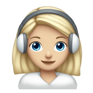 long blonde hair blue eyed girl wearing white earmuffs sticker