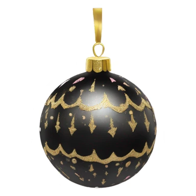 Realistic black and pink metallic christmas bauble with gold accents.  sticker