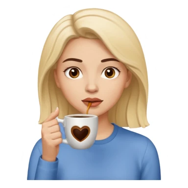 Woman drinking coffee and The edges of the eyes are wide open in the morning sticker