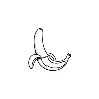 peeled banana, hand drawn doodle style sticker