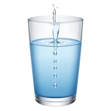 “A clear glass filled with clean drinking water, small water droplets on the outside, placed on a white table, minimal and fresh look” sticker