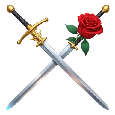 Crossed weapons with a rose sticker