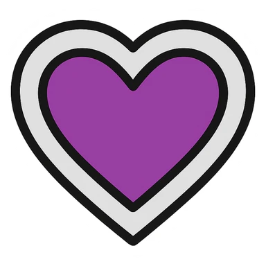 violet and grey heart icon sticker