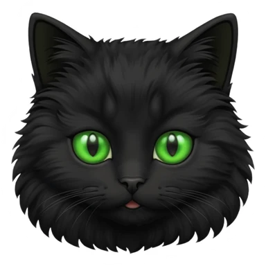 Black fluffy cat with green eyes sticker