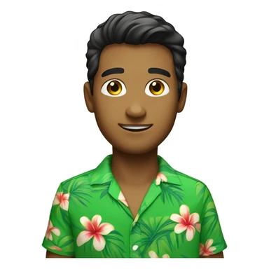 young man wearing bright green hawaiian shirt sticker