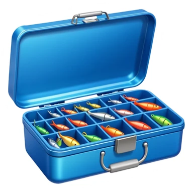 A tackle box filled with hooks, lures, and colorful bobbers.
 sticker