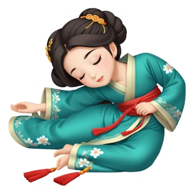 Beautiful girl in Hanfu lying on the ground sleeping sticker