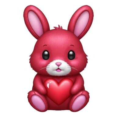 red glitter bunny with heart sticker