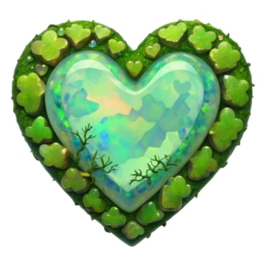 mossy heart shaped natural rough opal sticker